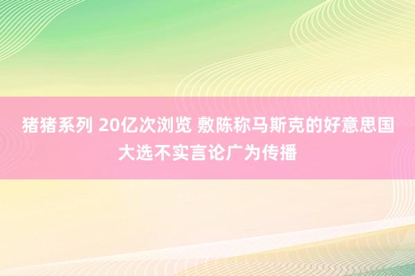 猪猪系列 20亿次浏览 敷陈称马斯克的好意思国大选不实言论广为传播